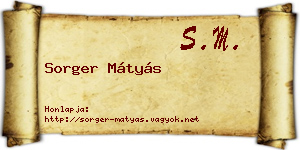 Sorger Mátyás névjegykártya